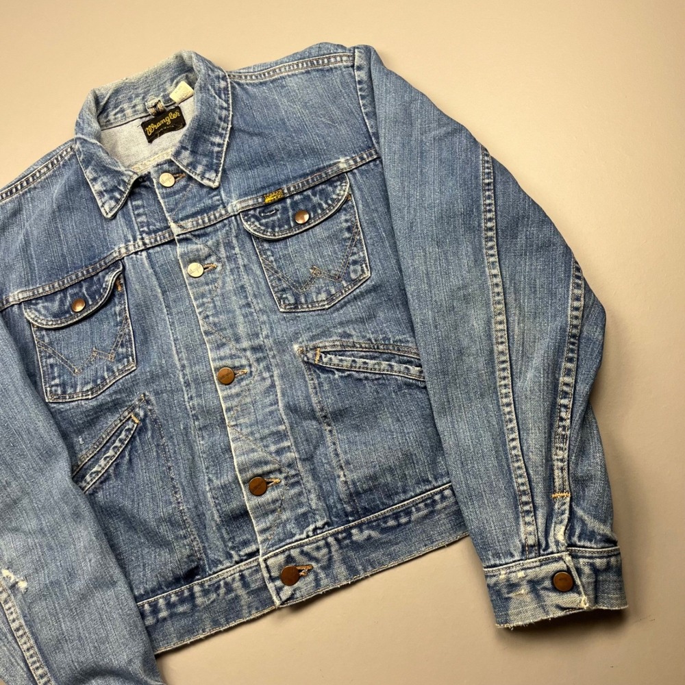 Vintage Wrangler Denim Trucker Jacket Mens Size 44 Blue Vintage Made in USA 70s